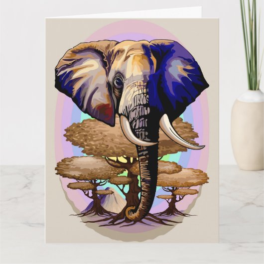 Afrikaanse olifant surrealistisch portret kaart (Voorkant)