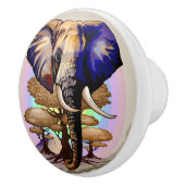 Afrikaanse olifant surrealistisch portret keramische knop (Rechts)