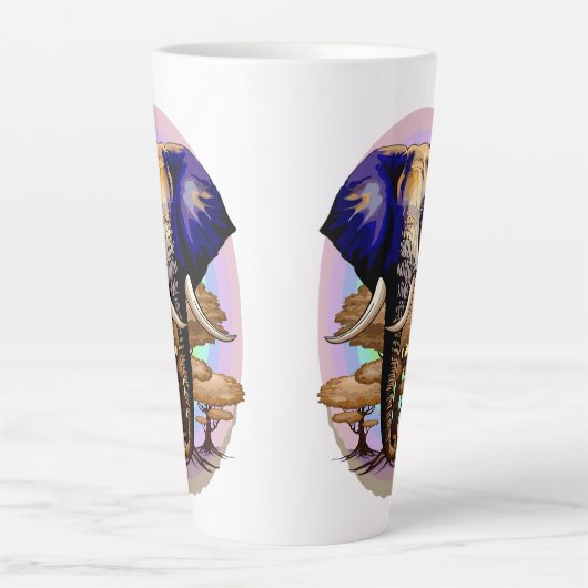 Afrikaanse olifant surrealistisch portret latte mok (Voorkant)