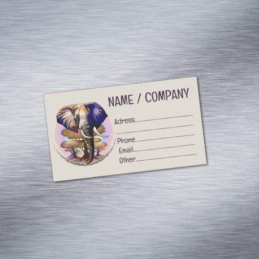 Afrikaanse olifant surrealistisch portret magnetisch visitekaartje (Voorbeeld)