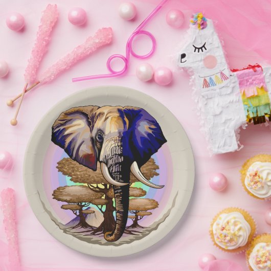 Afrikaanse olifant surrealistisch portret papieren bordje (Feest)