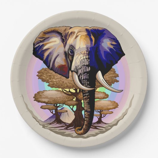 Afrikaanse olifant surrealistisch portret papieren bordje (Voorkant)