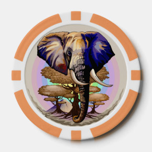 Afrikaanse olifant surrealistisch portret poker chips