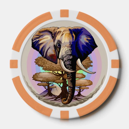 Afrikaanse olifant surrealistisch portret poker chips (Voorkant)