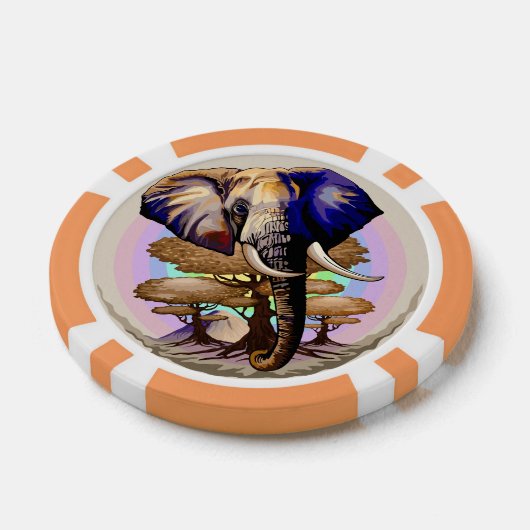 Afrikaanse olifant surrealistisch portret poker chips (Enkel)