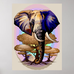Afrikaanse olifant surrealistisch portret poster