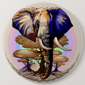 Afrikaanse olifant surrealistisch portret ronde button 6,0 cm (Voorkant)