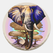 Afrikaanse olifant surrealistisch portret ronde sticker (Voorkant)