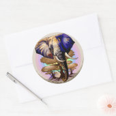 Afrikaanse olifant surrealistisch portret ronde sticker (Envelop)