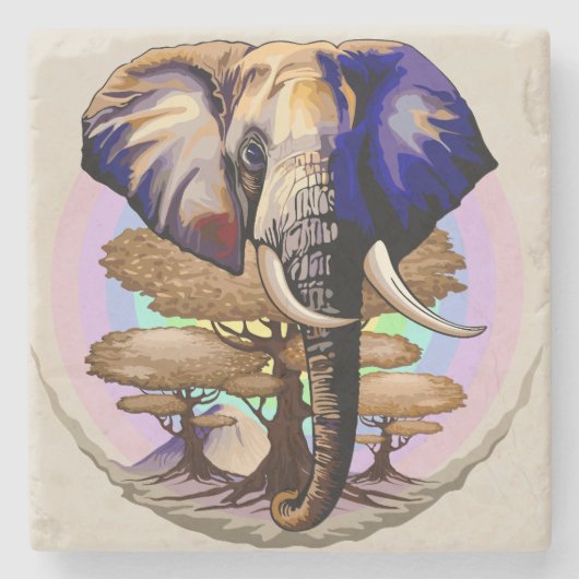 Afrikaanse olifant surrealistisch portret stenen onderzetter (Voorkant)