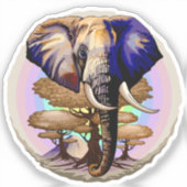 Afrikaanse olifant surrealistisch portret sticker (Voorkant)