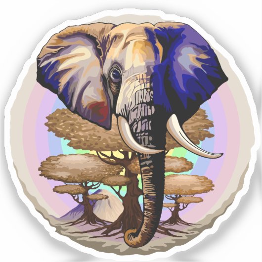 Afrikaanse olifant surrealistisch portret sticker (Voorkant)