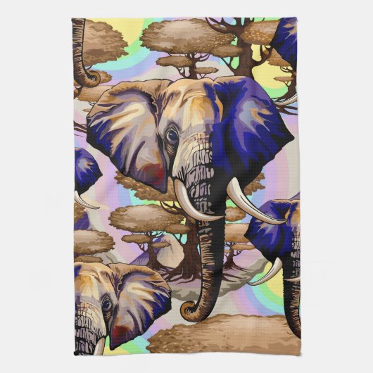 Afrikaanse olifant surrealistisch portret theedoek (Verticaal)