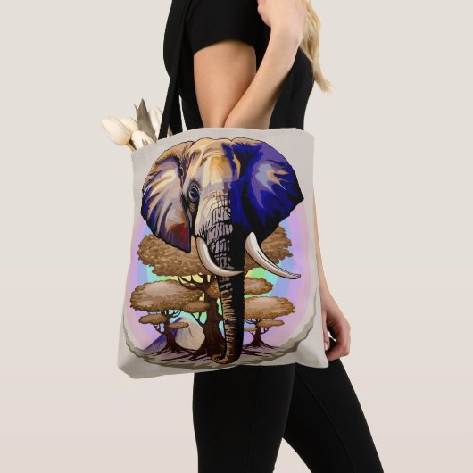 Afrikaanse olifant surrealistisch portret tote bag (Dichtbij)