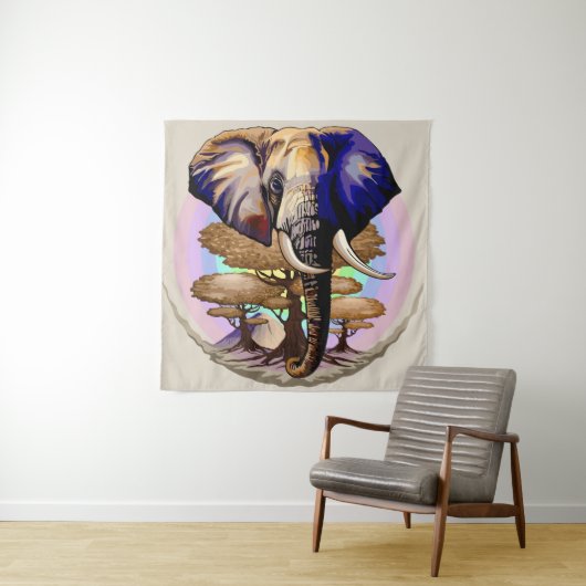Afrikaanse olifant surrealistisch portret wandkleed (In situ)