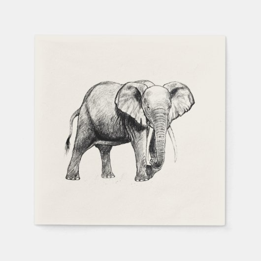 Afrikaanse olifant tekening servet (Voorkant)
