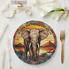 Afrikaanse Olifant Verjaardag Papieren Bordje