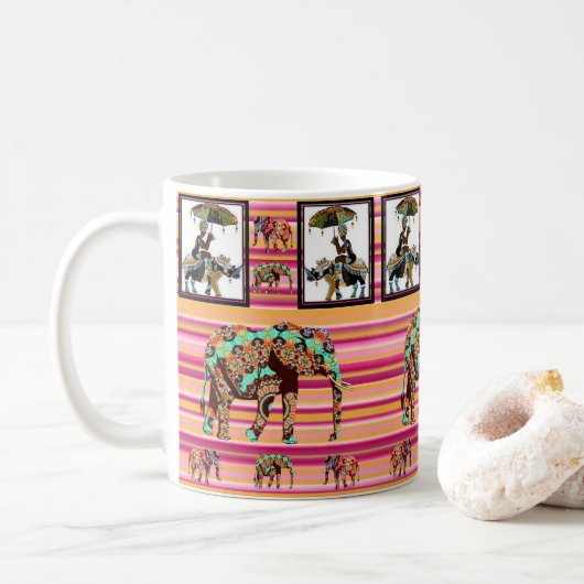 Afrikaanse Olifant Vrouw Streep Mok (Met donut)