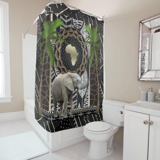 Afrikaanse olifant Walk Douchegordijn (In situ)