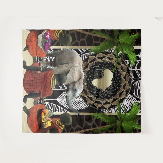 Afrikaanse olifant Walk Wandkleed (Voorkant (horizontaal))