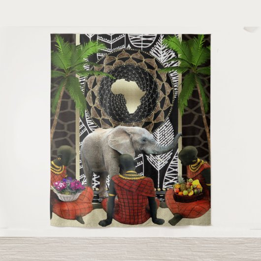 Afrikaanse olifant Walk Wandkleed (Voorkant)