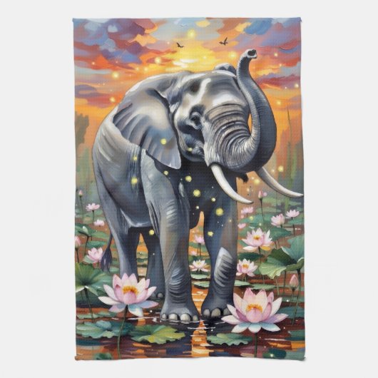 Afrikaanse Olifant Waterverf Keukenhanddoek (Verticaal)