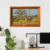 Afrikaanse olifanten 6-puit windruitenverlichting poster (Thuiskantoor)