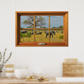 Afrikaanse olifanten 6-puit windruitenverlichting poster (Keuken)