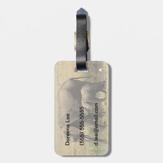 Afrikaanse olifanten bagagelabel (Achterkant verticaal)