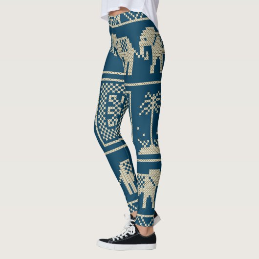 Afrikaanse olifanten blauwe achtergrond van de zee leggings (Links)