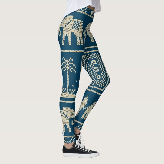 Afrikaanse olifanten blauwe achtergrond van de zee leggings (Rechts)
