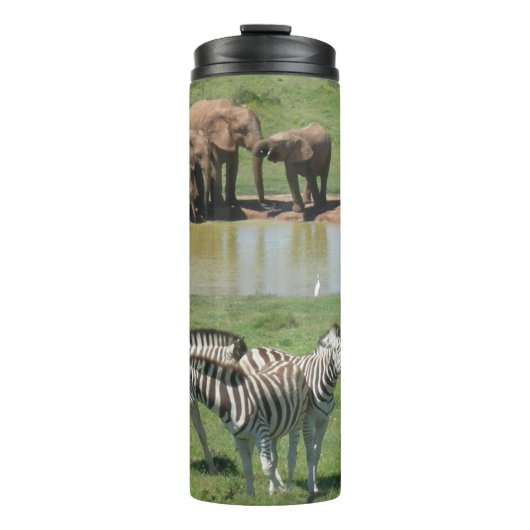 Afrikaanse olifanten en Zebras Tumbler Thermosbeker (Voorkant)