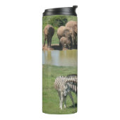 Afrikaanse olifanten en Zebras Tumbler Thermosbeker (Gedraaid links)