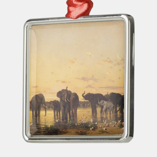 Afrikaanse olifanten metalen ornament (Links)