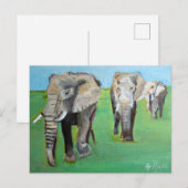Afrikaanse Olifanten Schilderkunst Briefkaart (Voorkant / Achterkant)