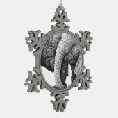 Afrikaanse olifanten tin sneeuwvlok ornament (Links)