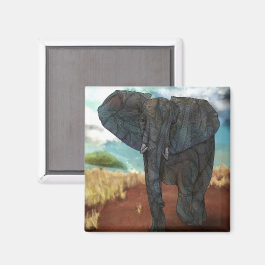 Afrikaanse olifantenmagneet magneet (Voorkant / Achterkant)