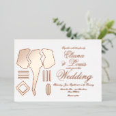 Afrikaanse olifantenmarkeringsweddenschap geperst folie uitnodiging (Staand Voorkant)