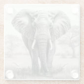 Afrikaanse olifantenpotloodtekening glazen onderzetter (Achterkant)