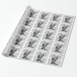 afrikaanse olifantentekening in potloodontwerp cadeaupapier