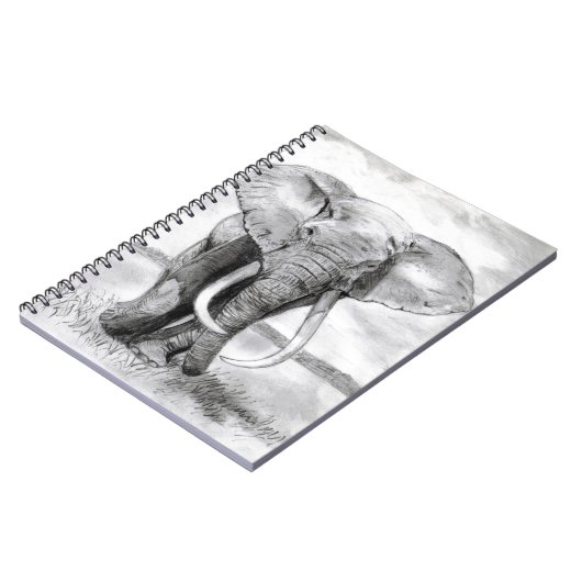 afrikaanse olifantentekening in potloodontwerp notitieboek (Linkerzijde)