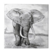 afrikaanse olifantentekening in potloodontwerp tegeltje (Voorkant)