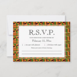 Afrikaanse Oranje Klassic Kente Cloth Mail RSVP-ka Bedankkaart