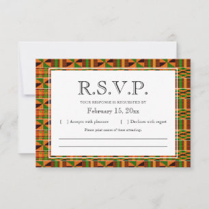Afrikaanse Oranje Klassic Kente Cloth Mail RSVP-ka Bedankkaart