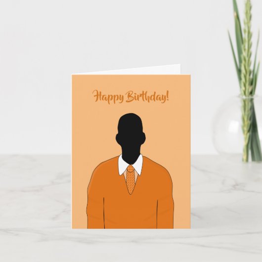 Afrikaanse Oranje Suit & Stropdas Male Birthday Kaart (Voorkant)