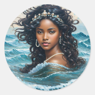 Afrikaanse Orisha Yemaya Water Goddess Art Ronde Sticker
