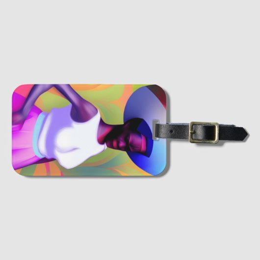 Afrikaanse oude vrouw die haar hoofd met haar vet  bagagelabel (Voorkant (horizontaal))