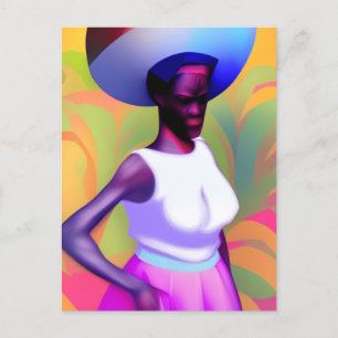 Afrikaanse oude vrouw die haar hoofd met haar vet  briefkaart