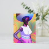 Afrikaanse oude vrouw die haar hoofd met haar vet  briefkaart (Staand voorkant)