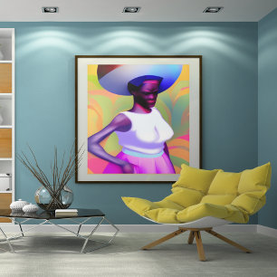 Afrikaanse oude vrouw die haar hoofd met haar vet  poster